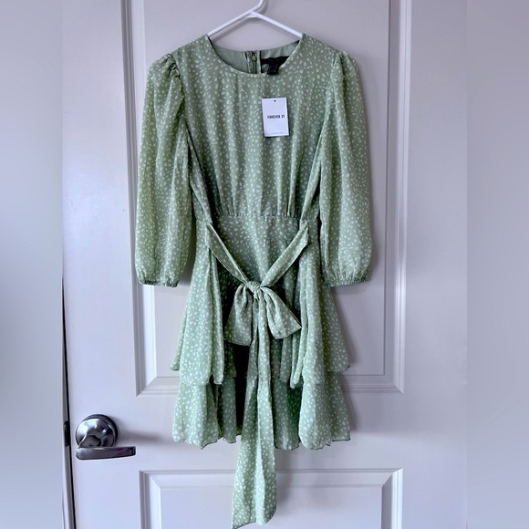 Forever 21 Mint Green Patterned Dress - Picture 1 of 8
